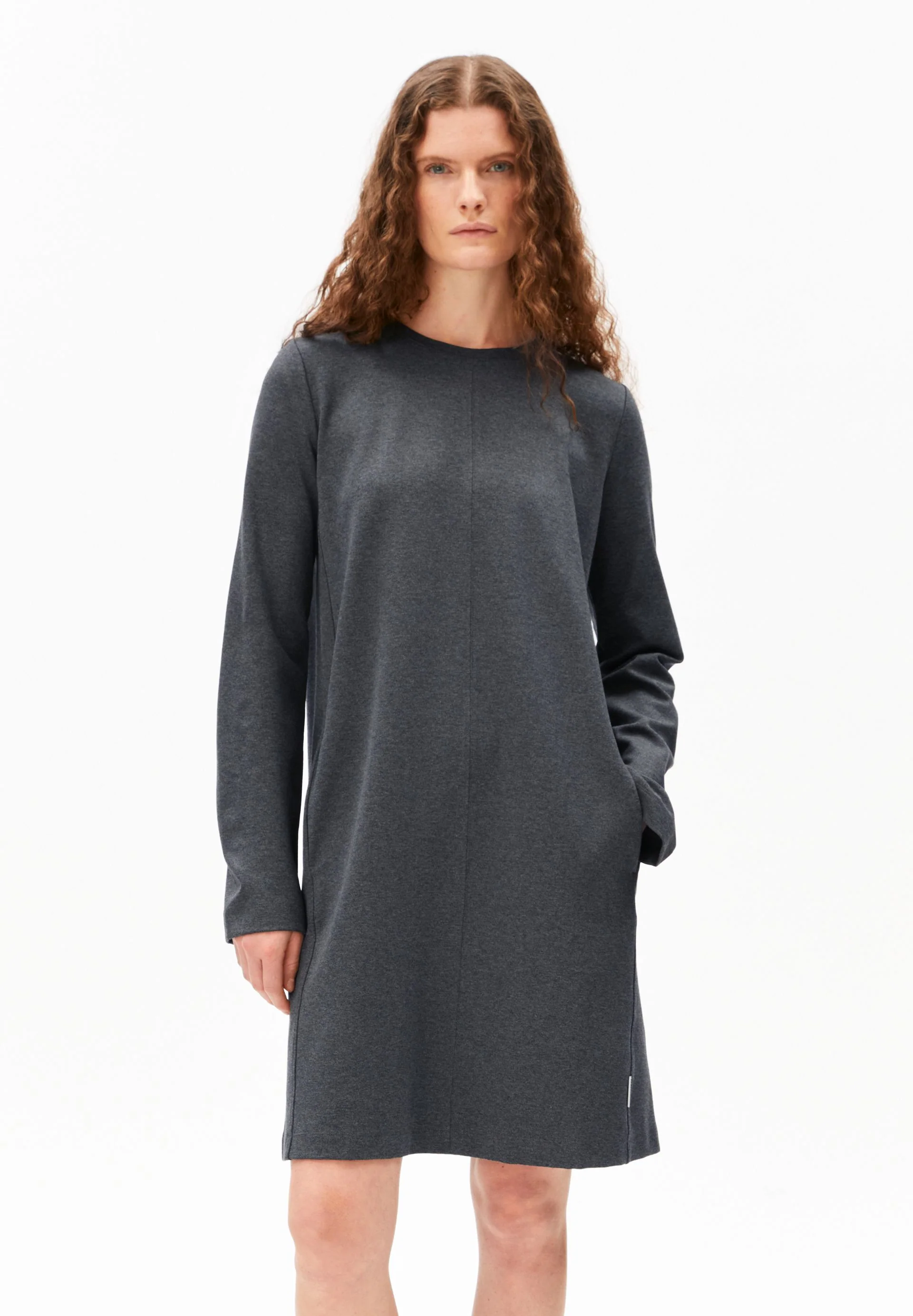 MAARILIANA LANGÄRMLIGES JERSEYKLEID | steel melange
