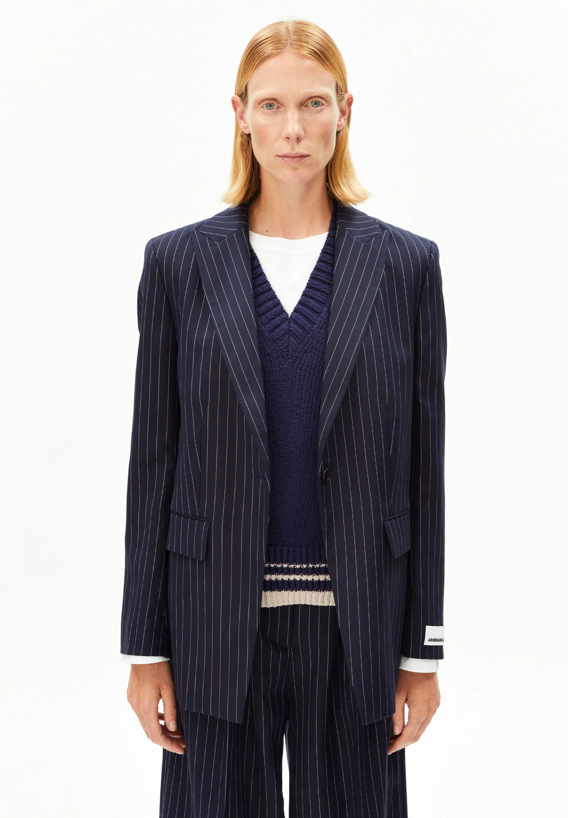 MIKULAA NADELSTREIFENBLAZER | night sky-white